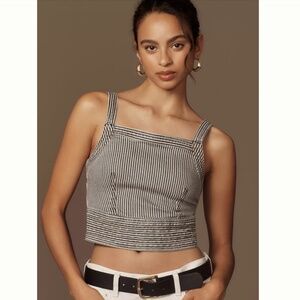 Anthropologie Nika Embroidered Cropped Tank